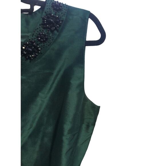 Talbots embellished top womens 12 dark green formal festive beaded shell classic - Picture 7 of 11